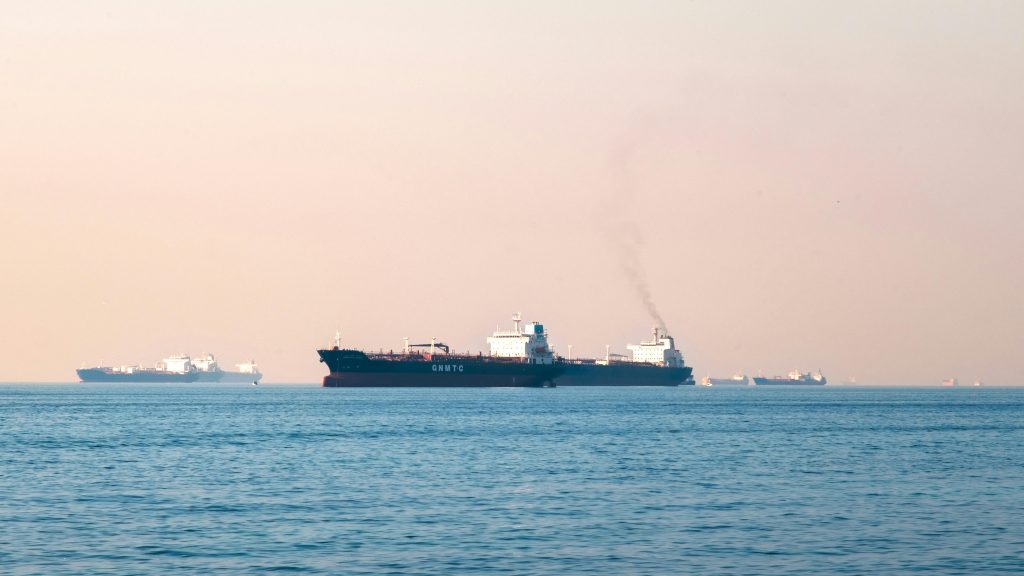Industrial tanker ships in The Strait of Hormuz